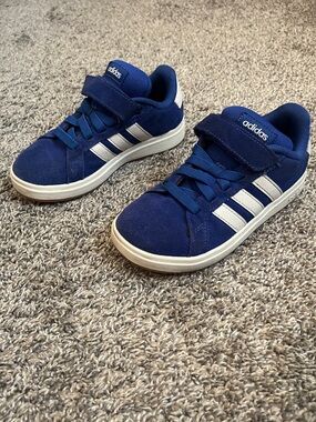 adidas Kids Royal Blue Sneakers with White Stripes